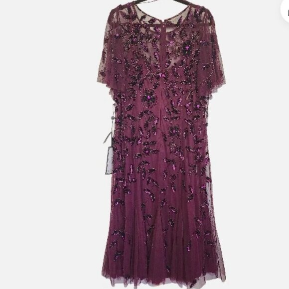 Adrianna Papell Embellished Flutter-Sleeve A-Line Dress Size 20W - Picture 2 of 5